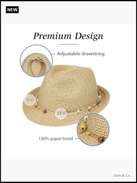 Women\'s Trilby Fedora, Short Brim Sun Hat, Packable, Adjustable, Paper Braid main image 7